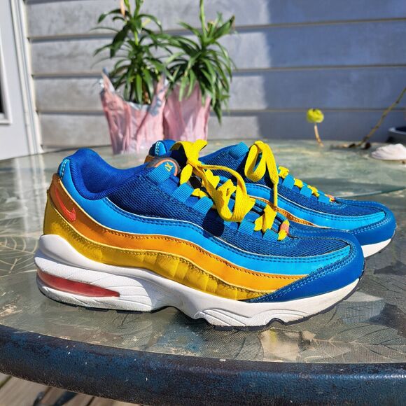 NIKE AIR MAX 95 GS SNEAKERS WOMENS SIZE 5.5 Y FLASH CRIMSON LAGOON 90'S MASHUP - Picture 4 of 9